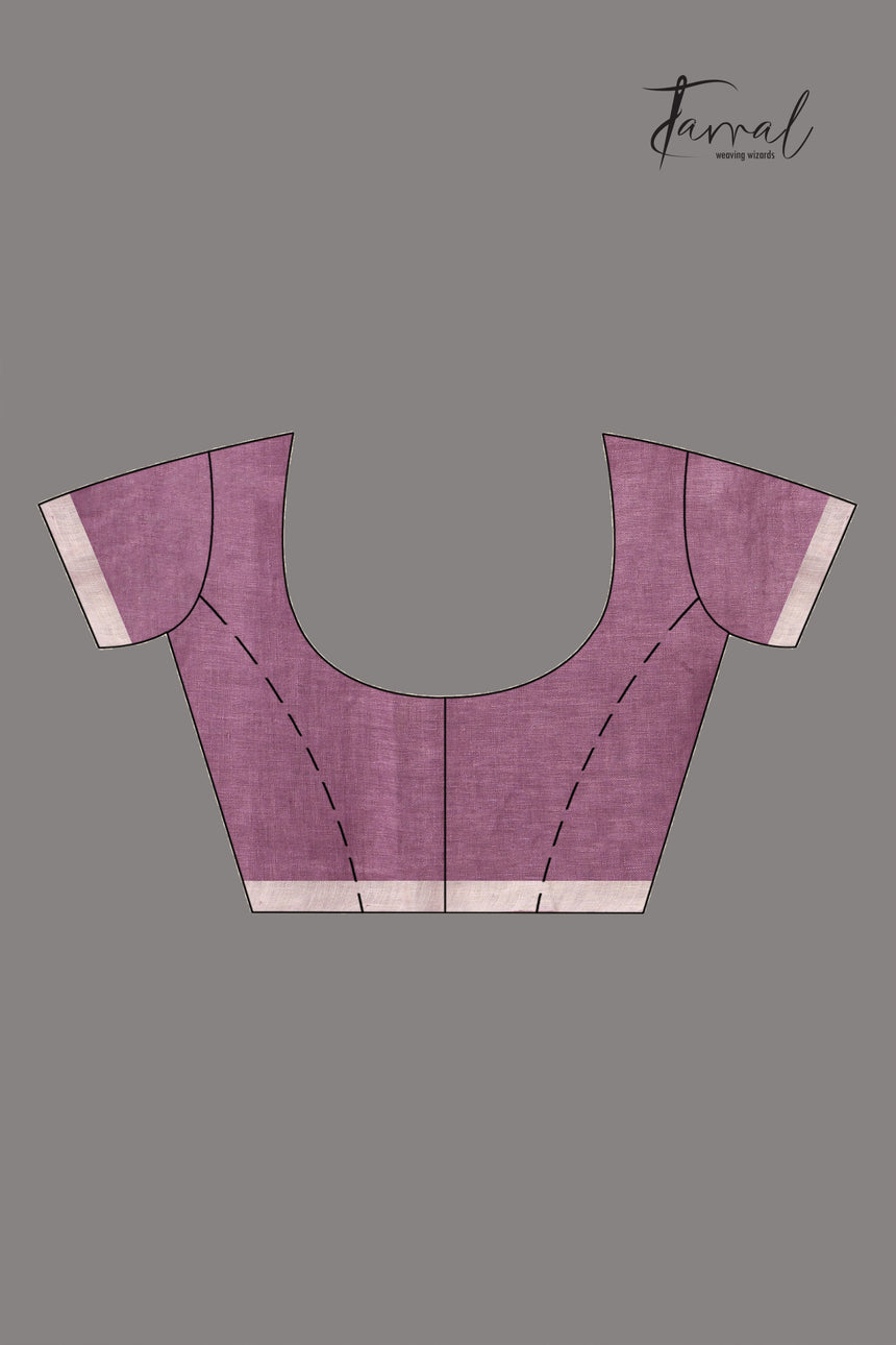 Magenta Colour Pure Linen Hand Block Printed Saree