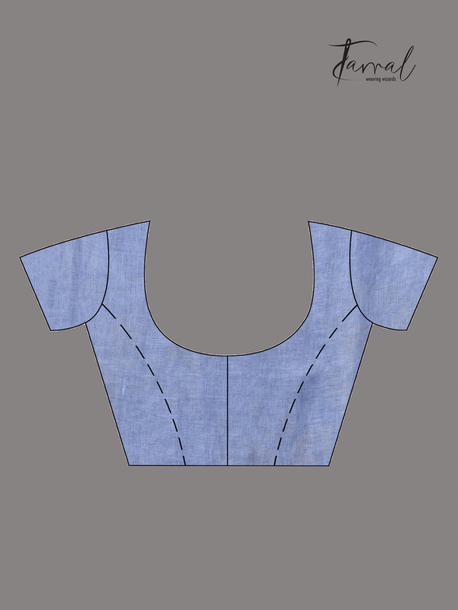 Dust Sky Colour Pure Linen Hand Block Printed Saree