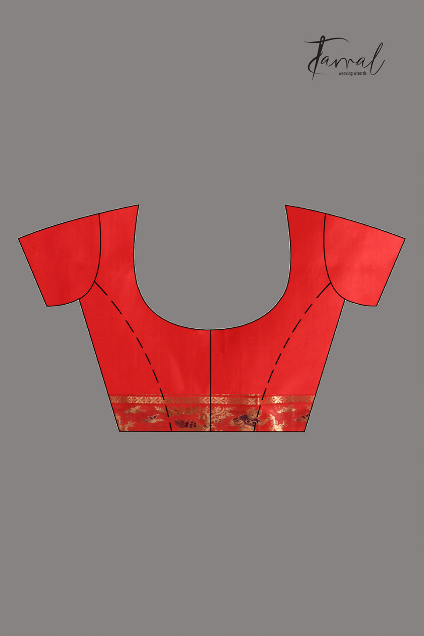 Red bishnupuri Katan swarnachari silk handloom saree