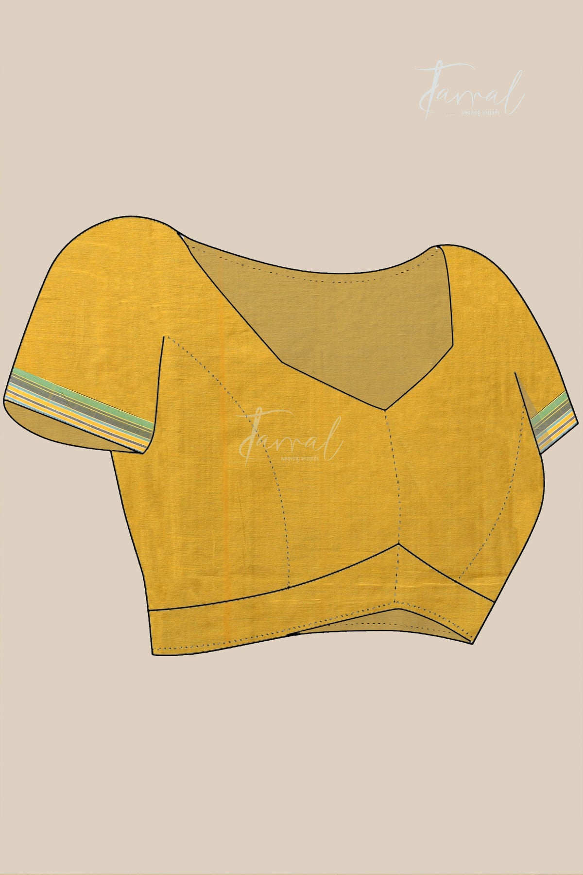 Yellow with green border pure cotton handloom bhujodi saree
