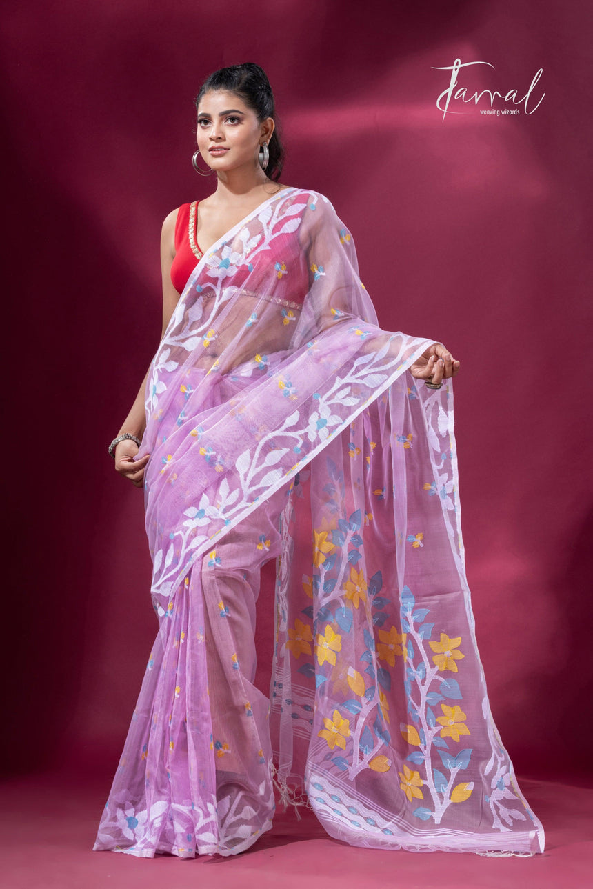jamdani saree, jamdani, handloom, handwoven, saree, silk, dhakai, weaving, kolkatasaree, tamalboutique