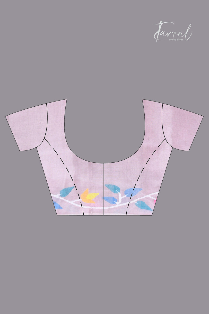 Dust pink with muslin silk floral handwoven jamdani sarees blouse