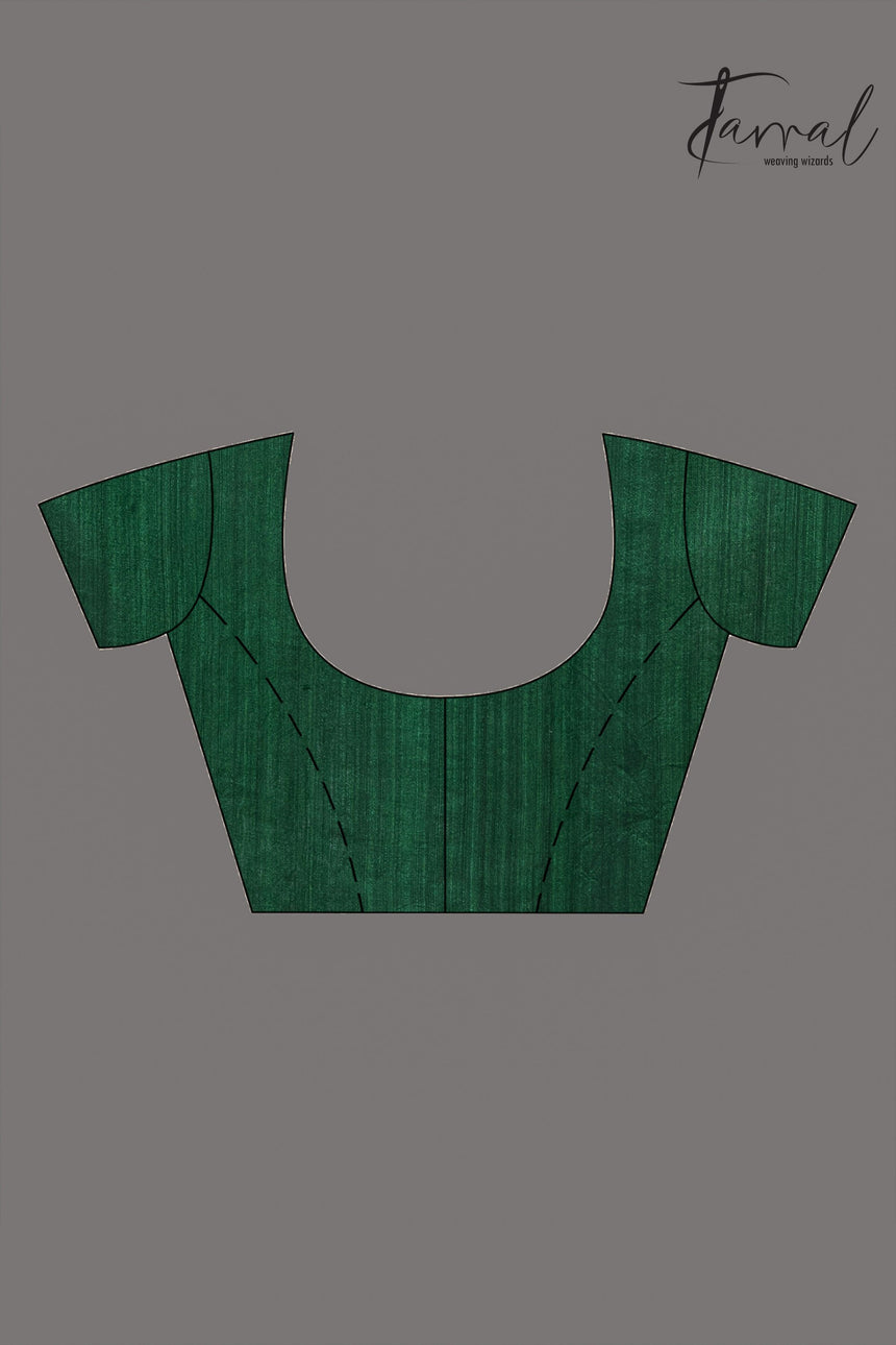 Emerald Zari Elegance allover matka silk handwoven jamdani saree blouse