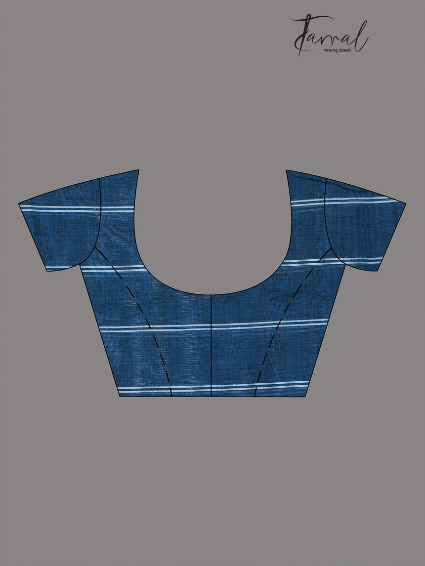 Firoza with white border check bhujoudi cotton handloom saree