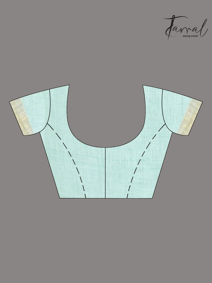 Firoza with zari border in paithani pallu linen jamdani saree