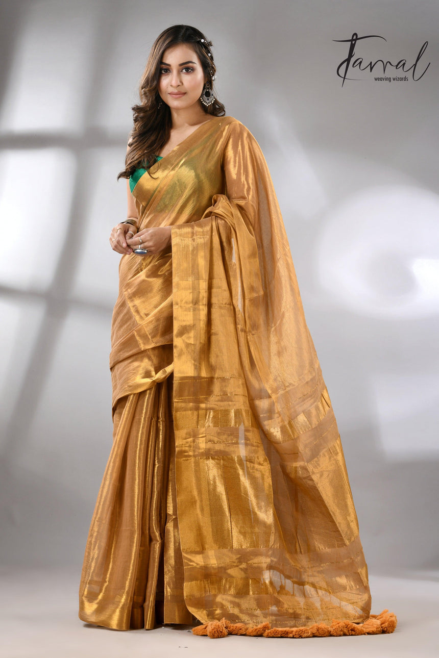 Golden tissue handloom saree full3