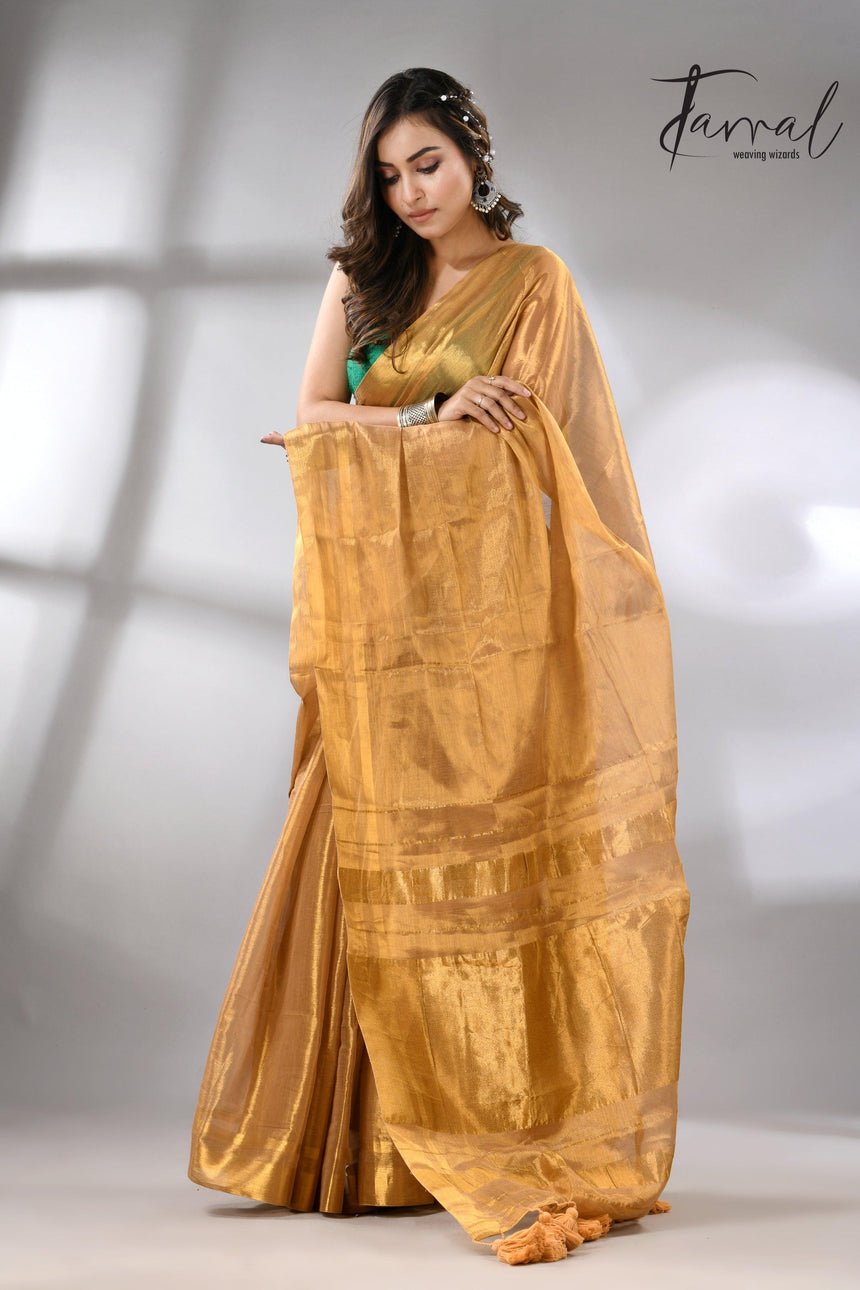 Golden tissue handloom saree full4
