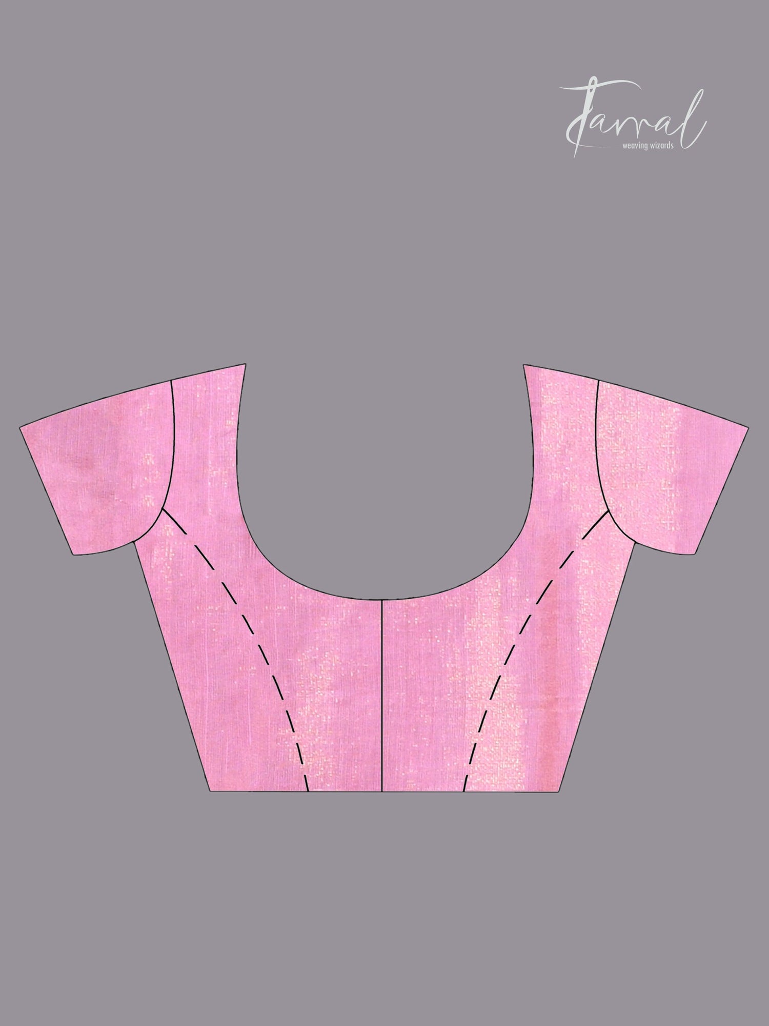 Golden pink organza silk tissue handloom saree - Tamal Boutique