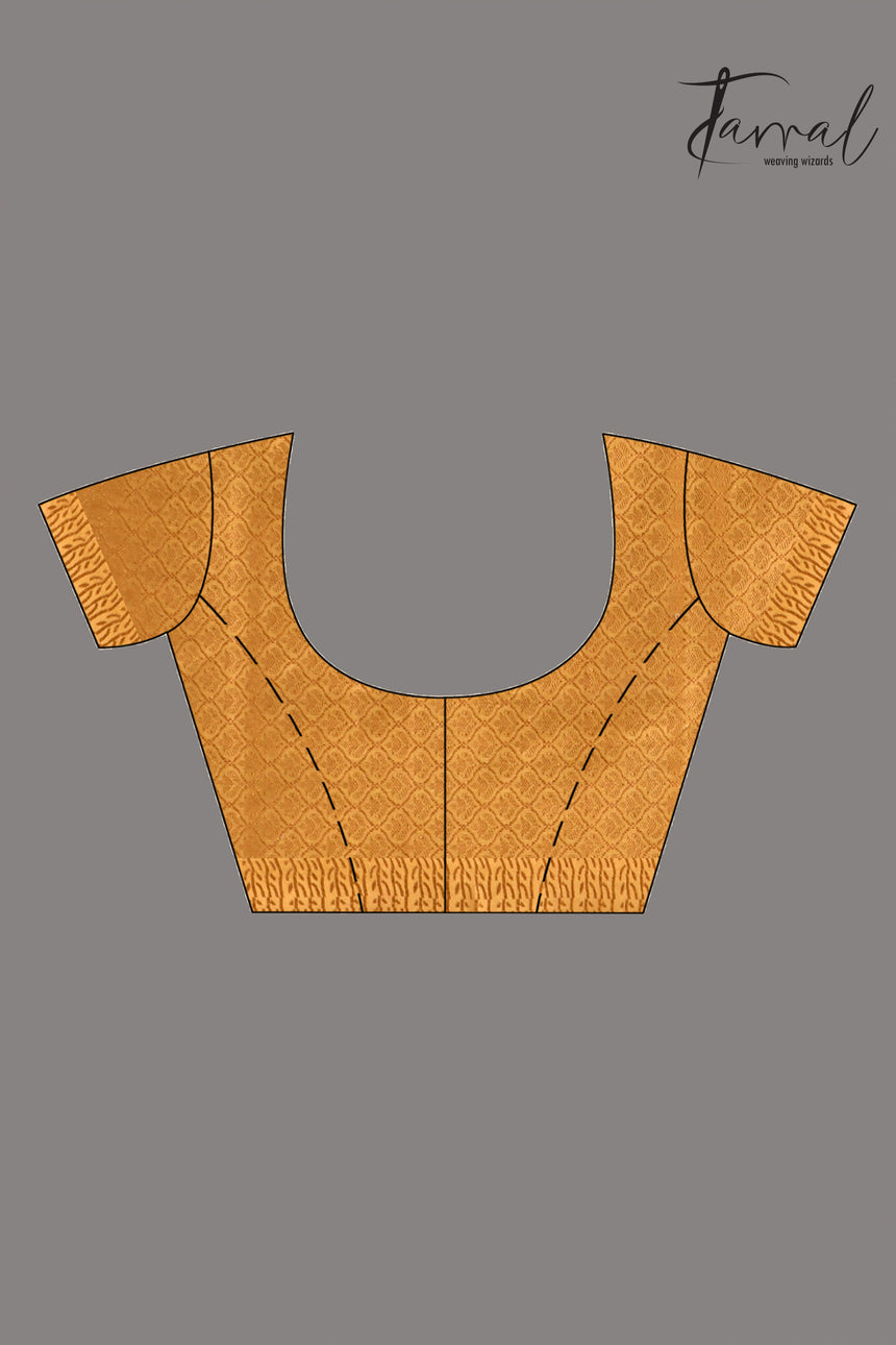 Golden yellow allover handloom tussar banarasi silk saree