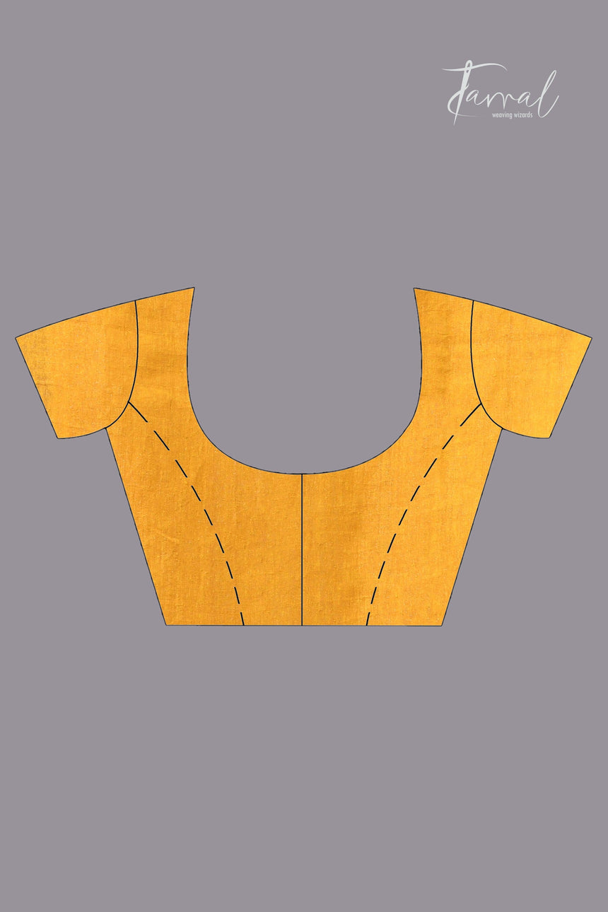 Golden yellow tissue matka muslin handloom jamdani saree blouse