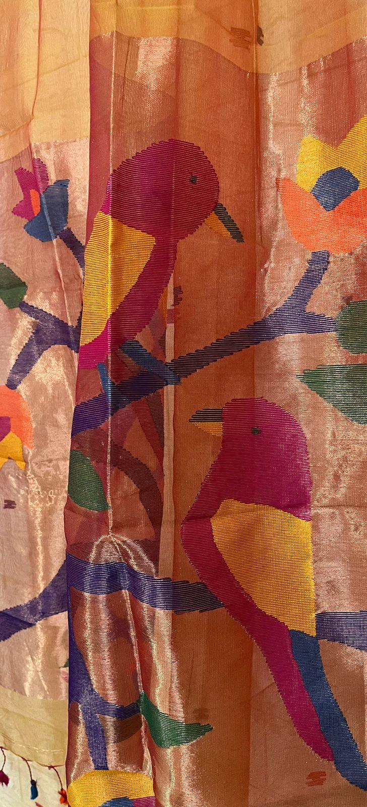 Golden yellow paithani kurti & dupatta set - Tamal Boutique