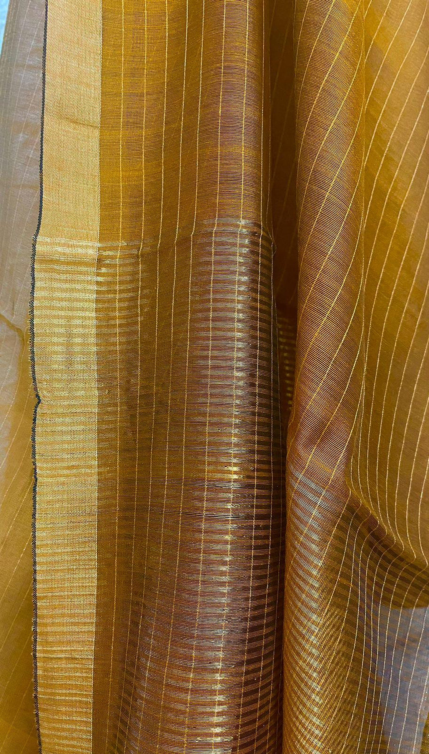 Golden yellow silk cotton kurti & dupatta handwoven jamdani piece - Tamal Boutique
