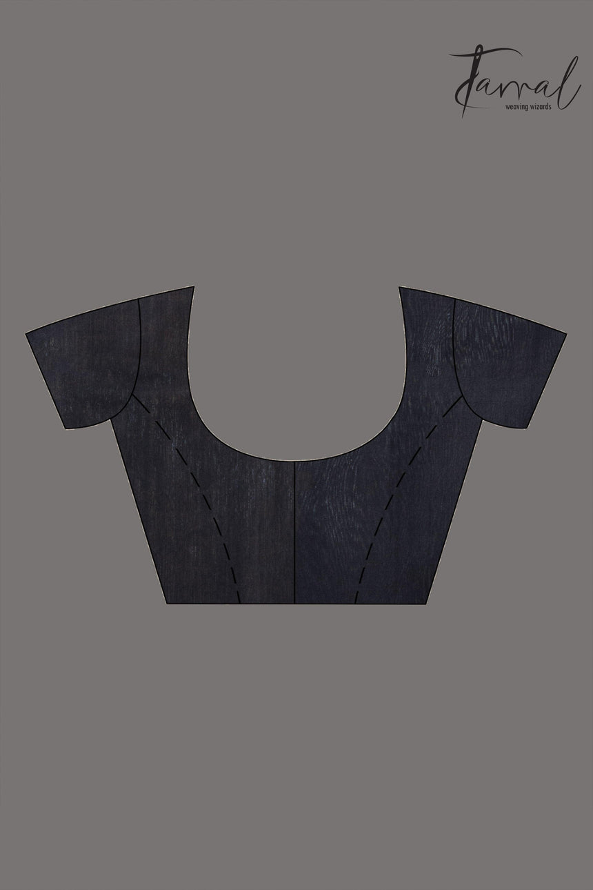 Greenish grey with gold lotus handwoven matka silk jamdani saree - Tamal Boutique