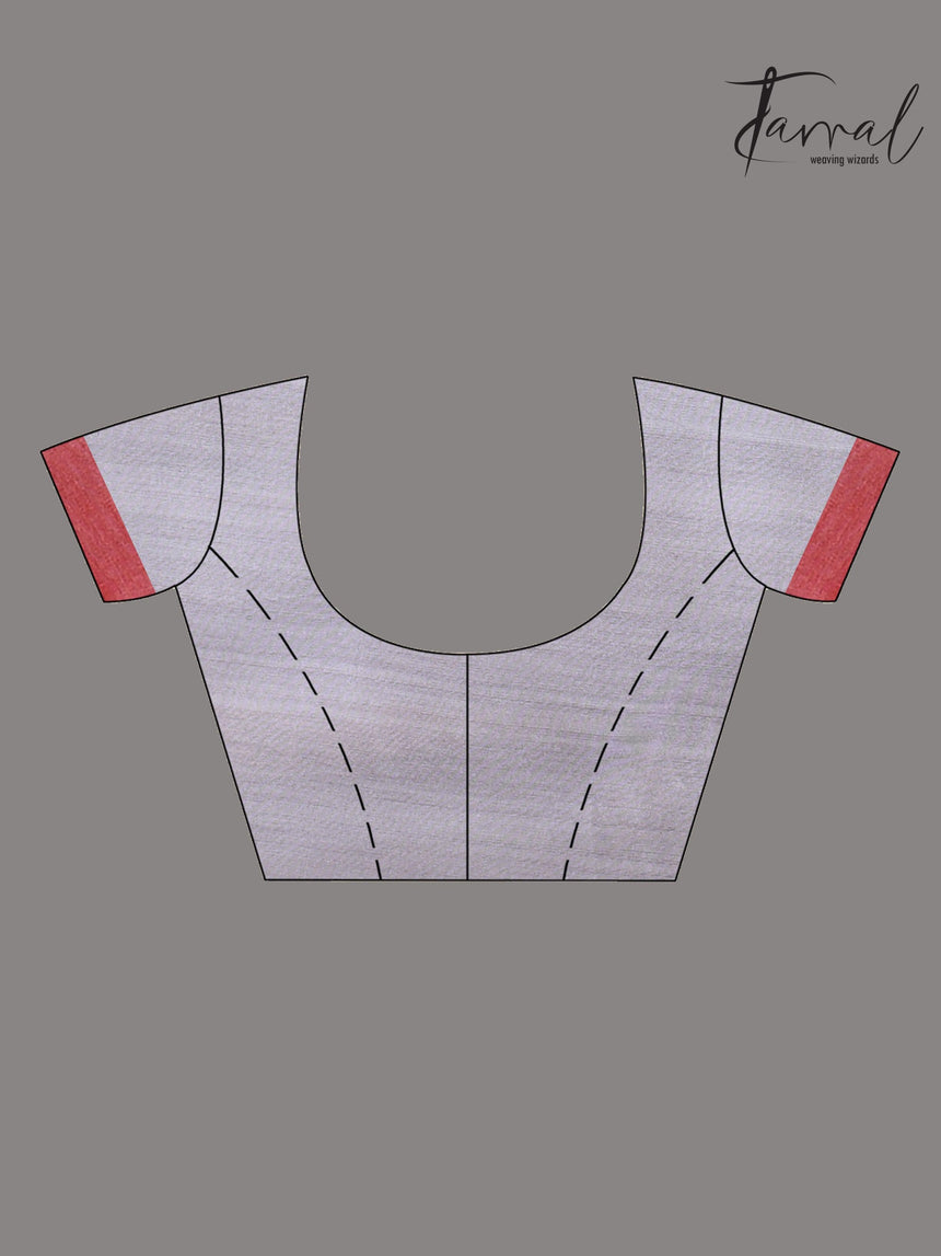 Grey Muslin Silk Handwoven Neddle Work Jamdani Saree Blouse