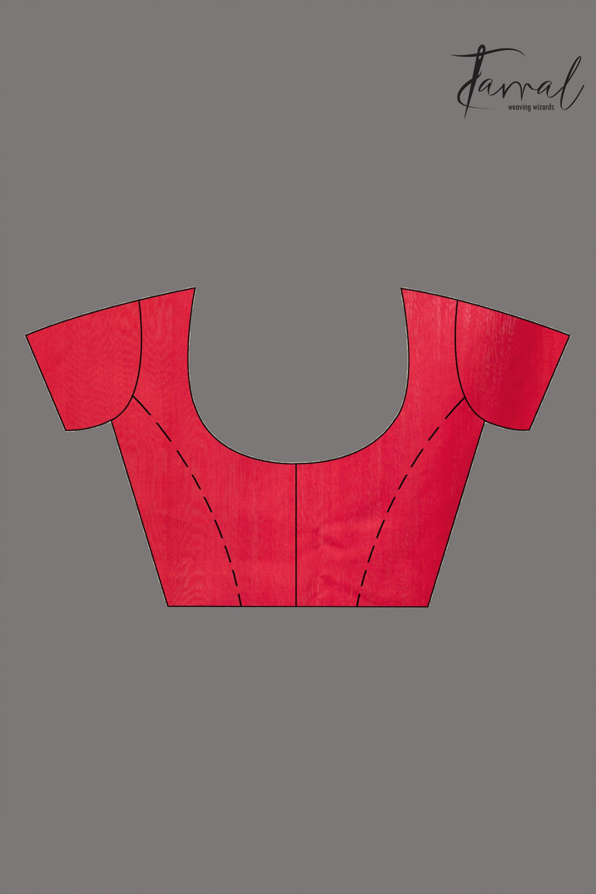 Hot pink with zari golden lotus matka silk handwoven jamdani saree - Tamal Boutique