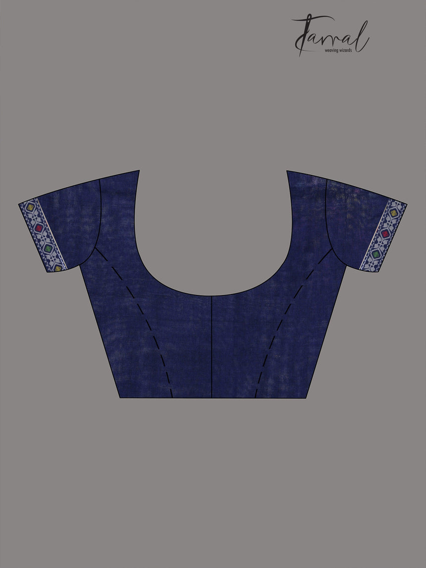 Indigo with multicolour fulia cotton handloom jamdani saree - Tamal Boutique