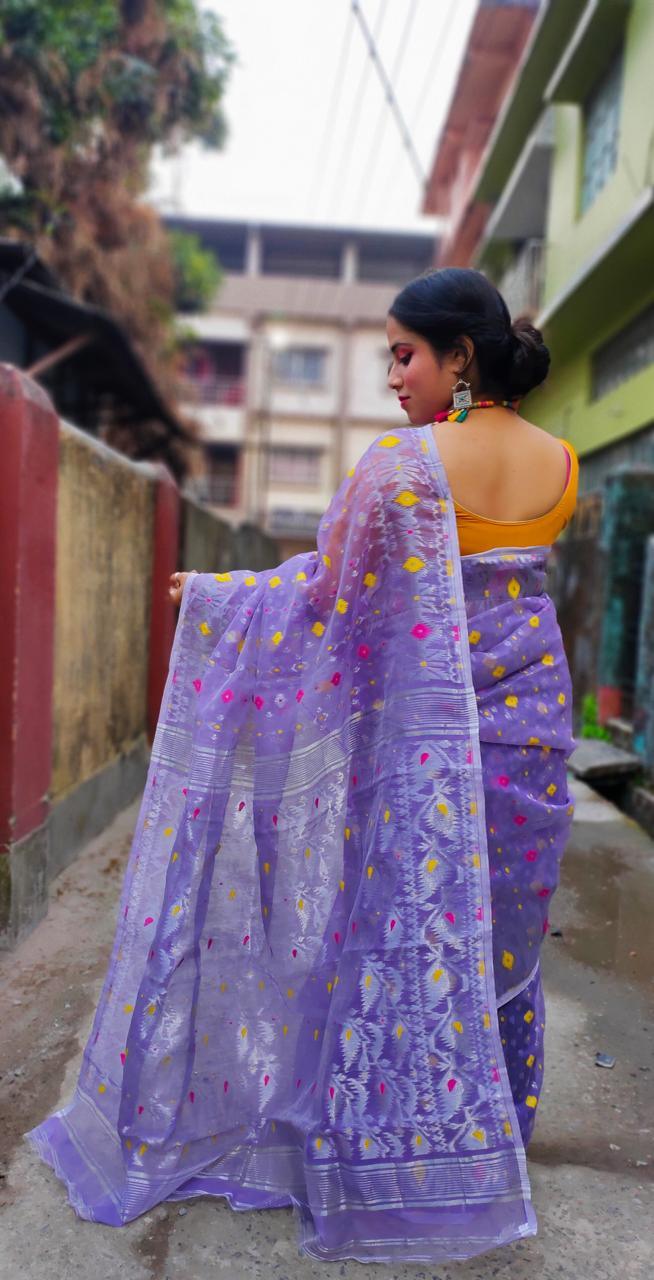 jamdani saree, jamdani, handloom, handwoven, saree, silk, dhakai, weaving, kolkatasaree, tamalboutique