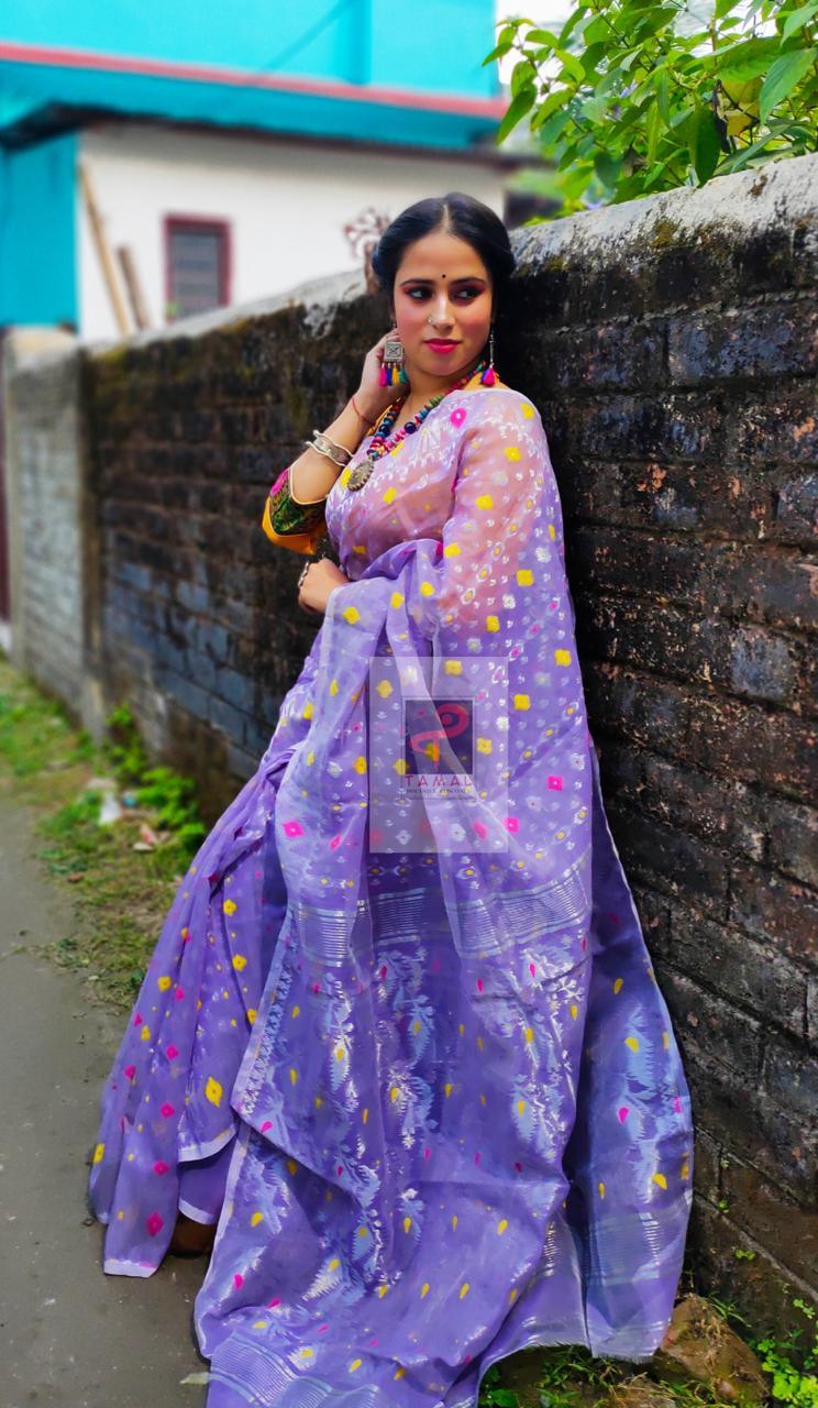 jamdani saree, jamdani, handloom, handwoven, saree, silk, dhakai, weaving, kolkatasaree, tamalboutique