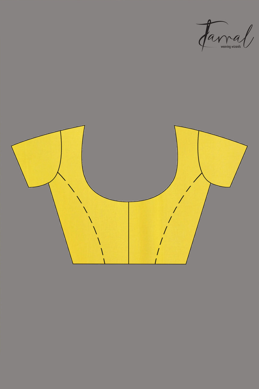 Lemon yellow with white rose motifs handwoven jamdani in muslin silk saree - Tamal Boutique