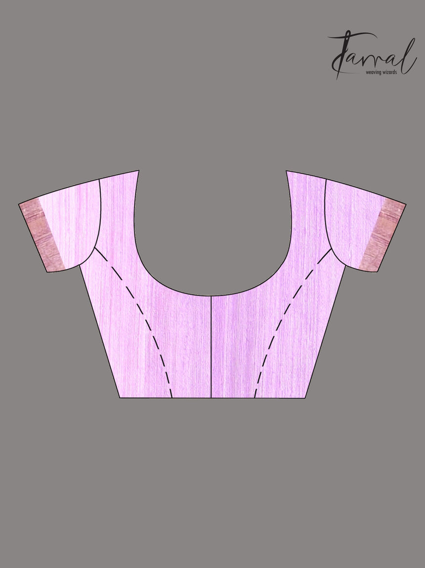 Light Purple With Zari Sequins Muslin Silk Handwoven Jamdani Saree blouse