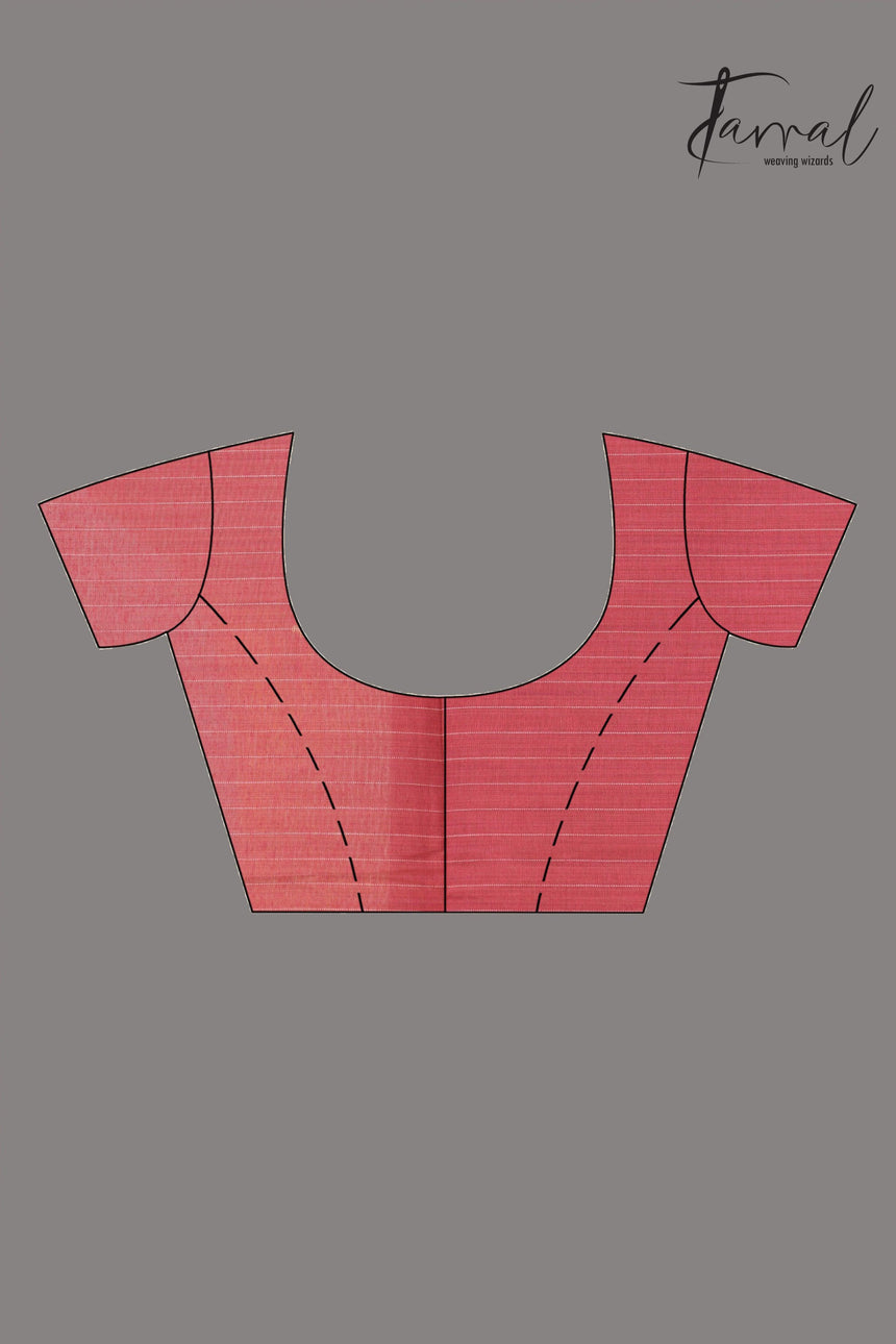 Light beige with floral motifs handloom silk cotton jamdani saree_Blouse