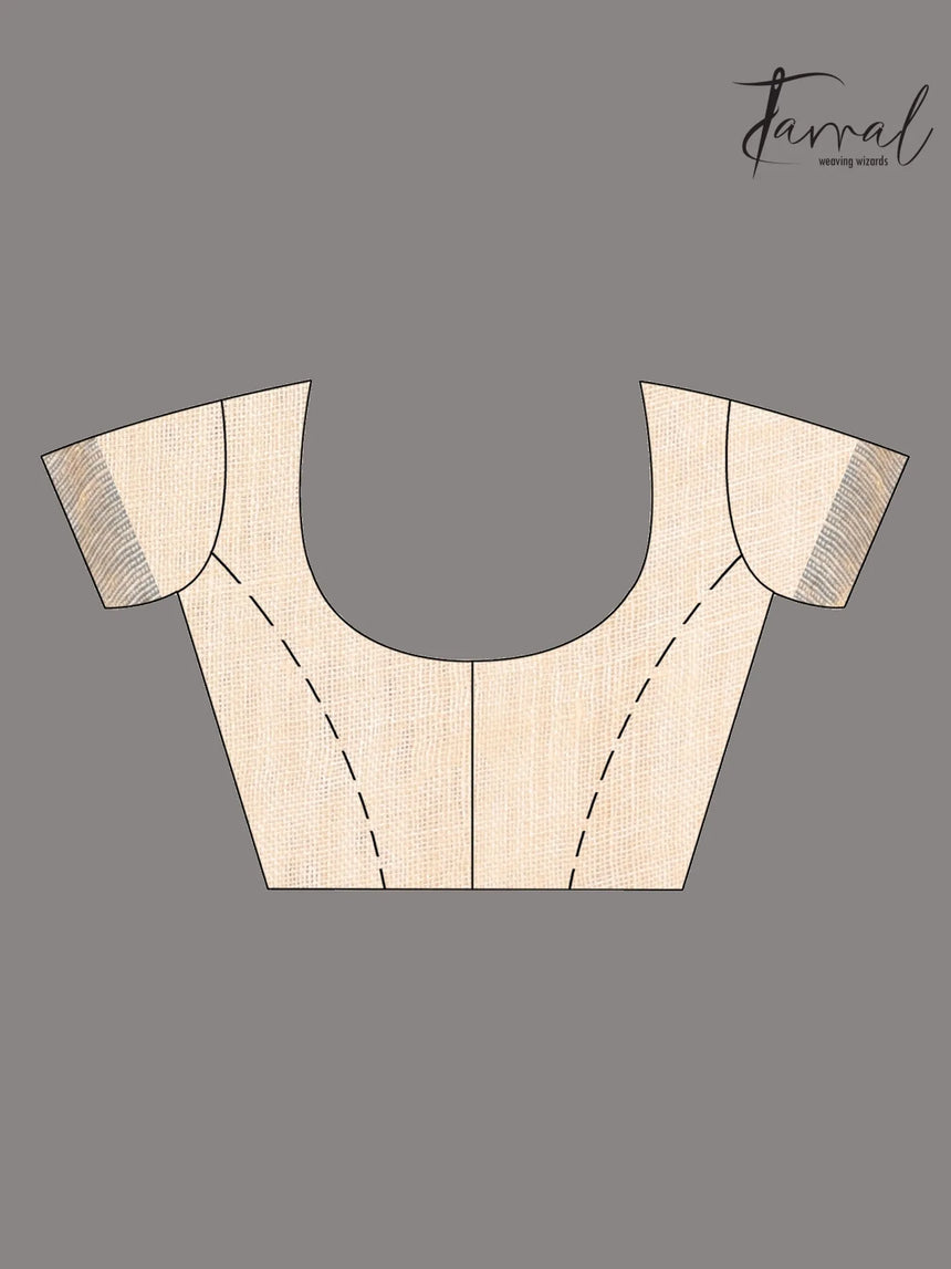 Cream with zari border in paithani pallu linen jamdani saree