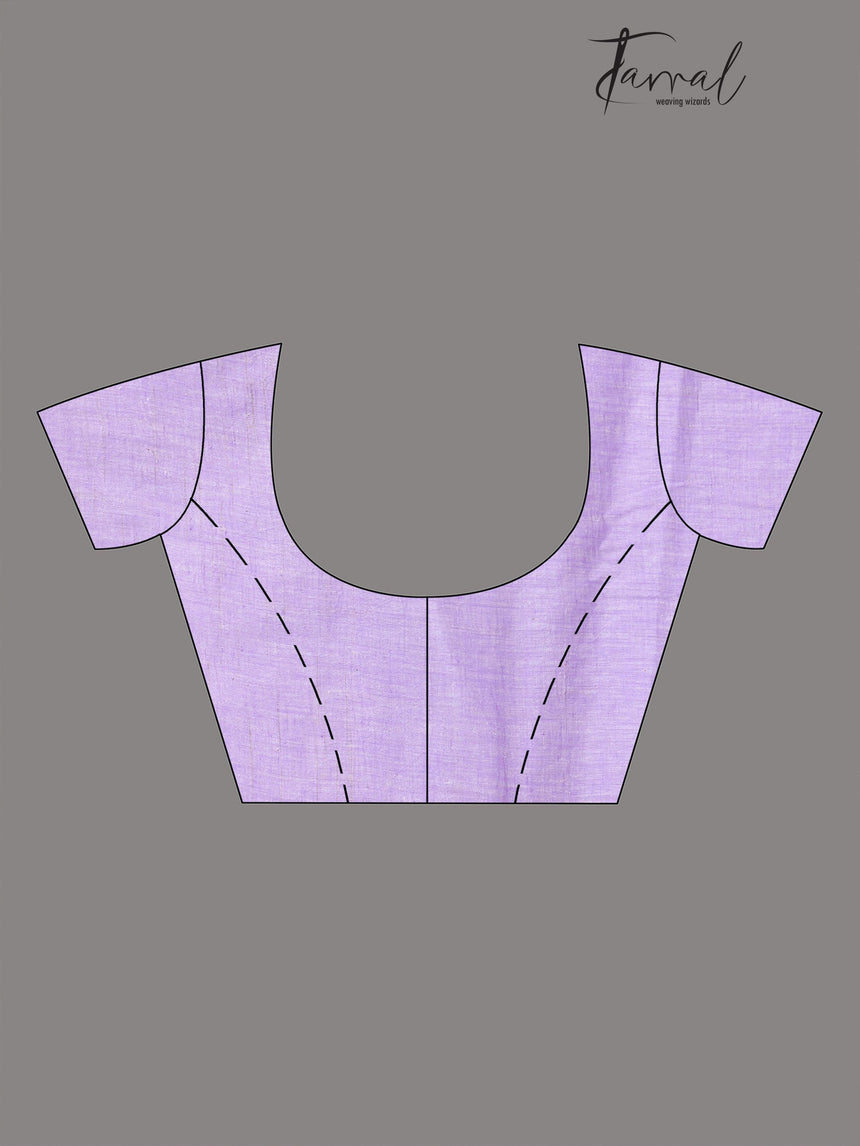 Light lavender With blue Border Pure Cotton Handwoven Jamdani Saree - Tamal Boutique