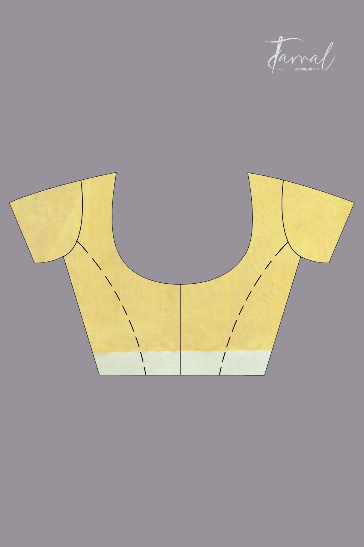 Light lemon yellow pure organza silk handwoven jamdani saree blouse