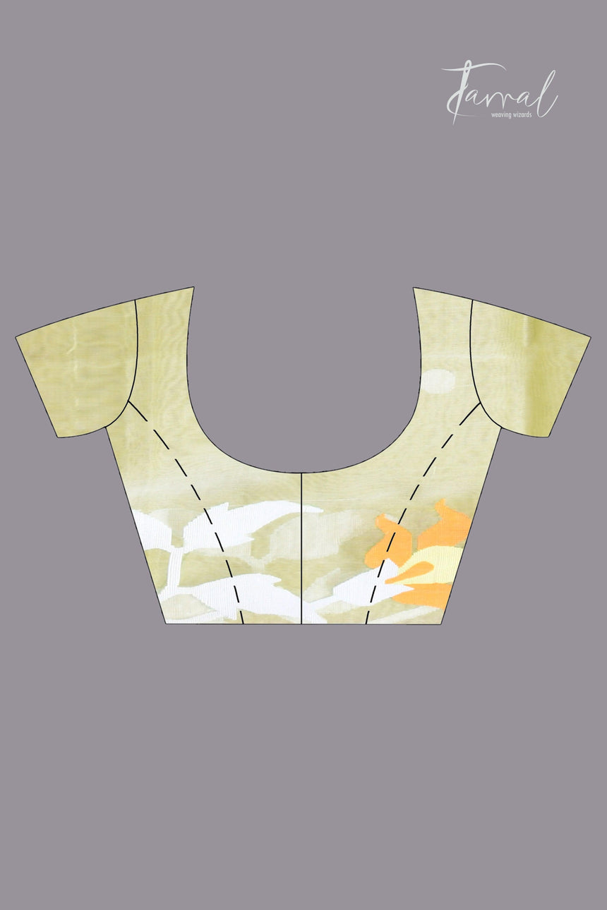 Light mehendi green border muslin silk handwoven jamdani saree6