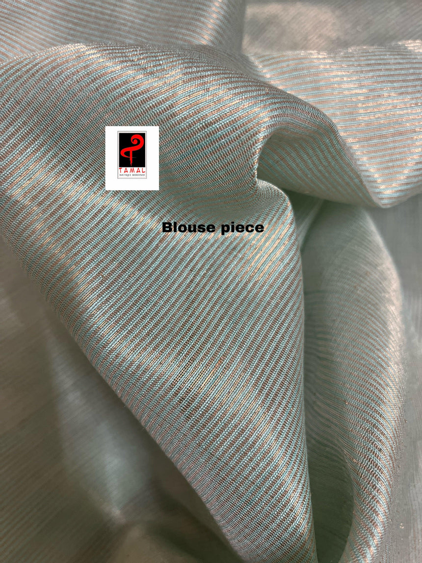 Light pink with multi colour allover floral handwoven jamadani saree in muslin silk - Tamal Boutique