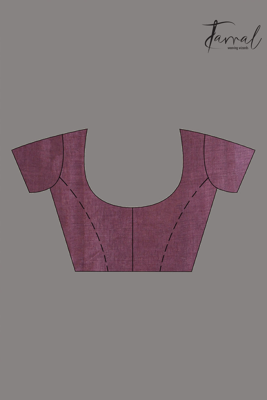 Light with dark brown pure Tussar batik silk handcrafted saree blouse