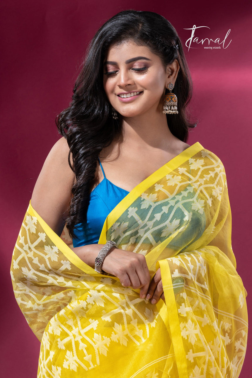 jamdani saree, jamdani, handloom, handwoven, saree, silk, dhakai, weaving, kolkatasaree, tamalboutique