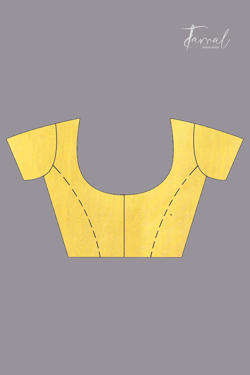 Light yellow pure organza muslin silk handwoven jamdani saree blouse