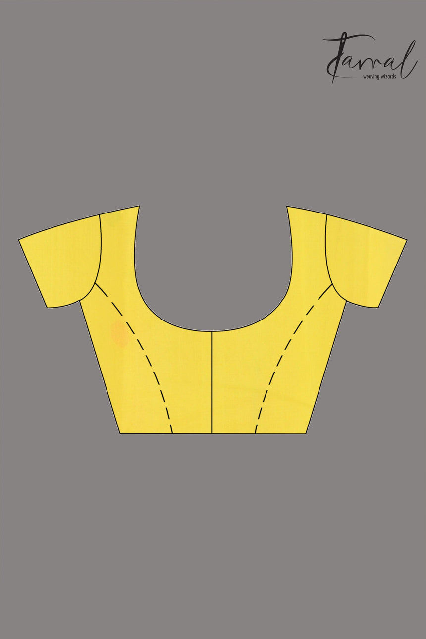 Light yellow with tusser border & multicolour floral muslin silk handwoven jamdani saree - Tamal Boutique