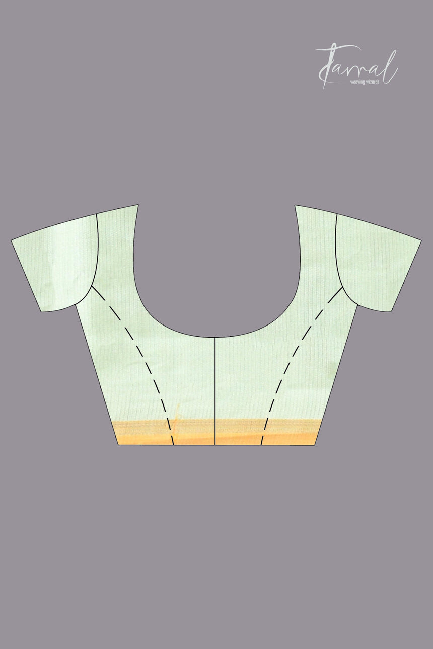 Light yellowish allover floral motifs handwoven jamdani saree blouse