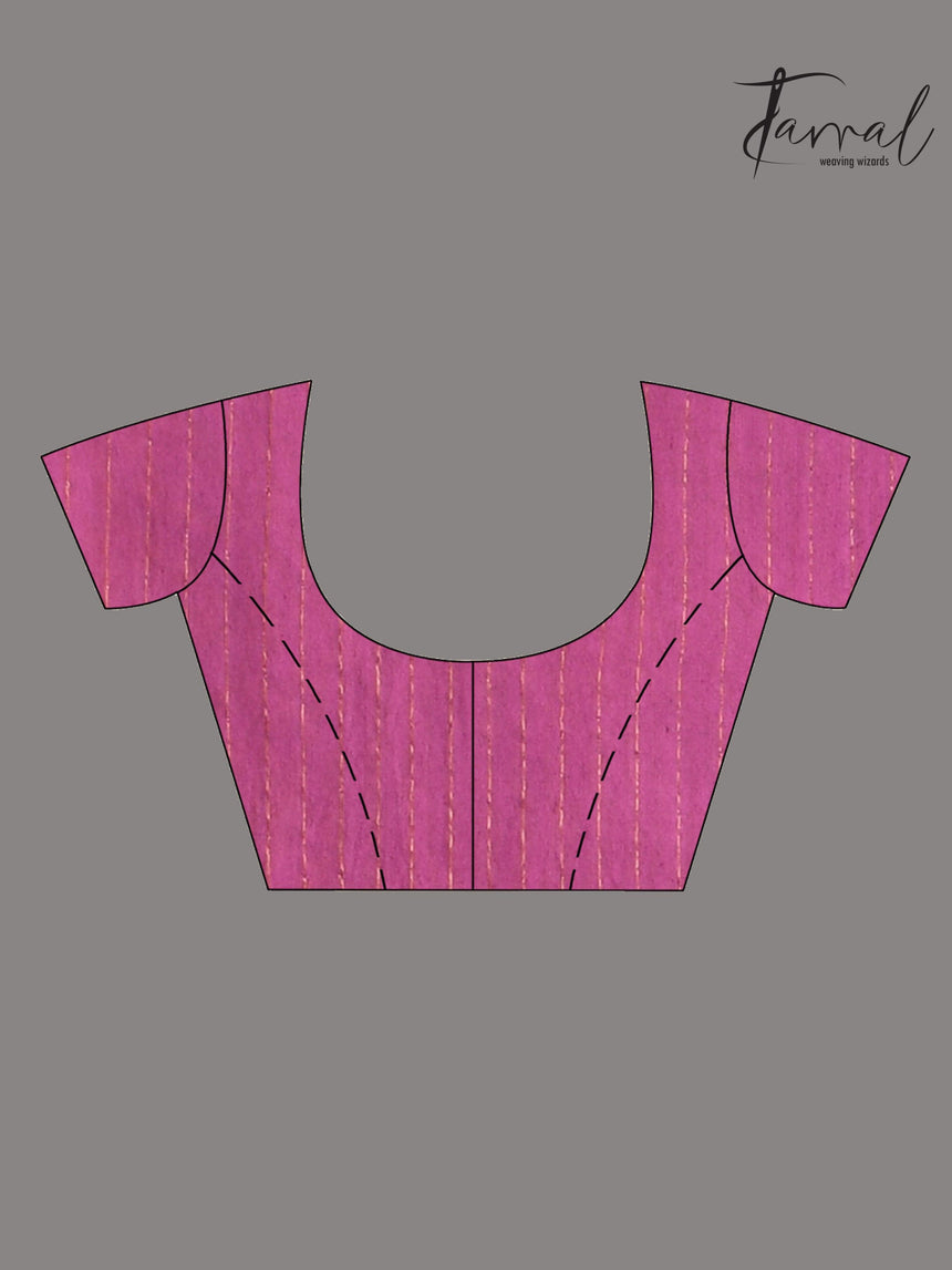 Linen Handwoven Jamdani Saree With Magenta Thoka Silk Saree blouse