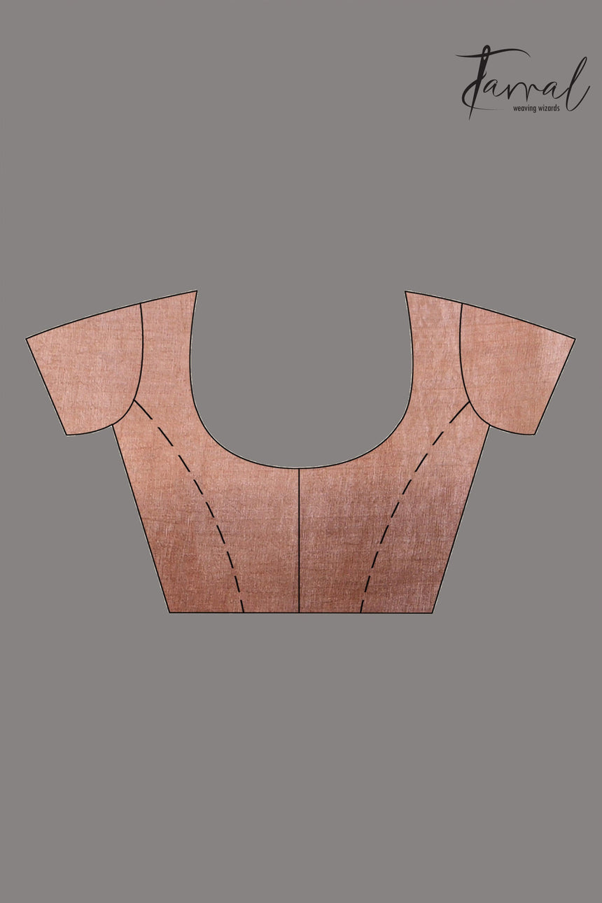 Madhubani Hand-Painted Saree in saffron and brown tussar silk design blouse