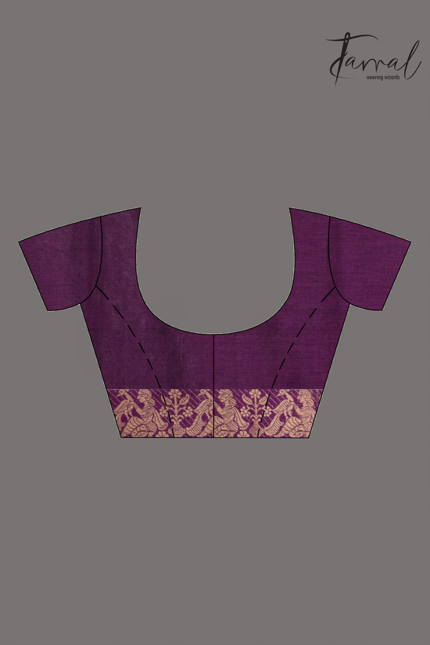 Magenta colour baluchari design pure cotton handloom saree