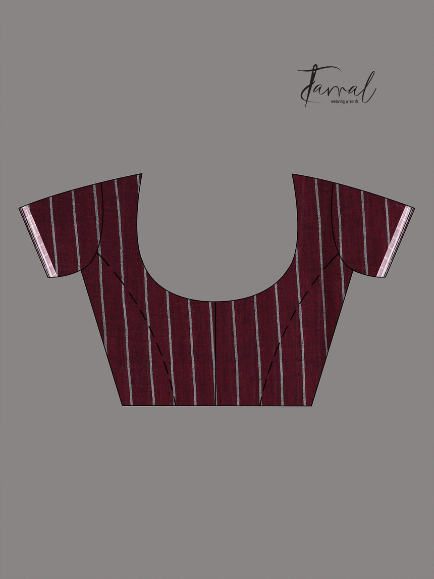 Maroon with white border pure cotton handwoven jamdani sarees