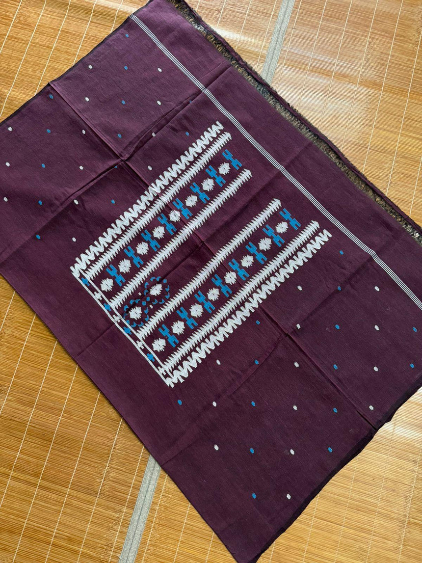 Maroon cotton Handwoven jamdani kurti peace - Tamal Boutique