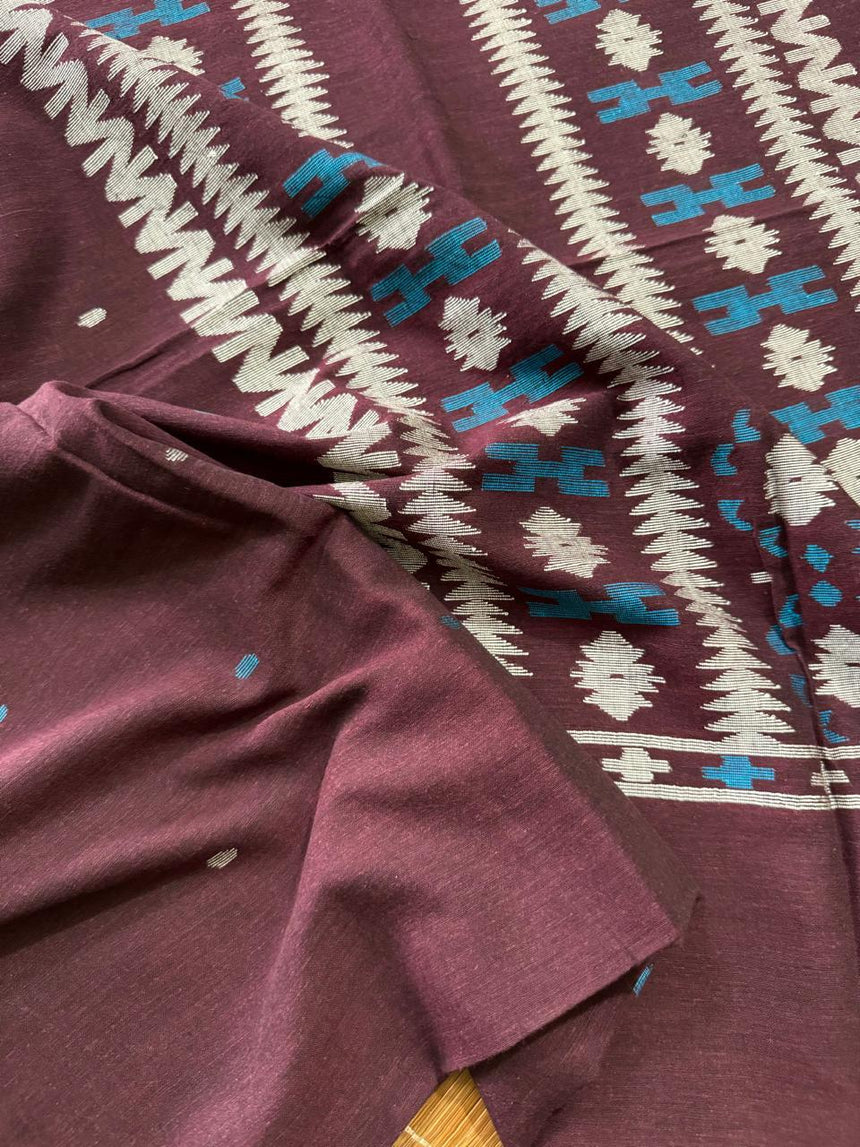 Maroon cotton Handwoven jamdani kurti peace - Tamal Boutique