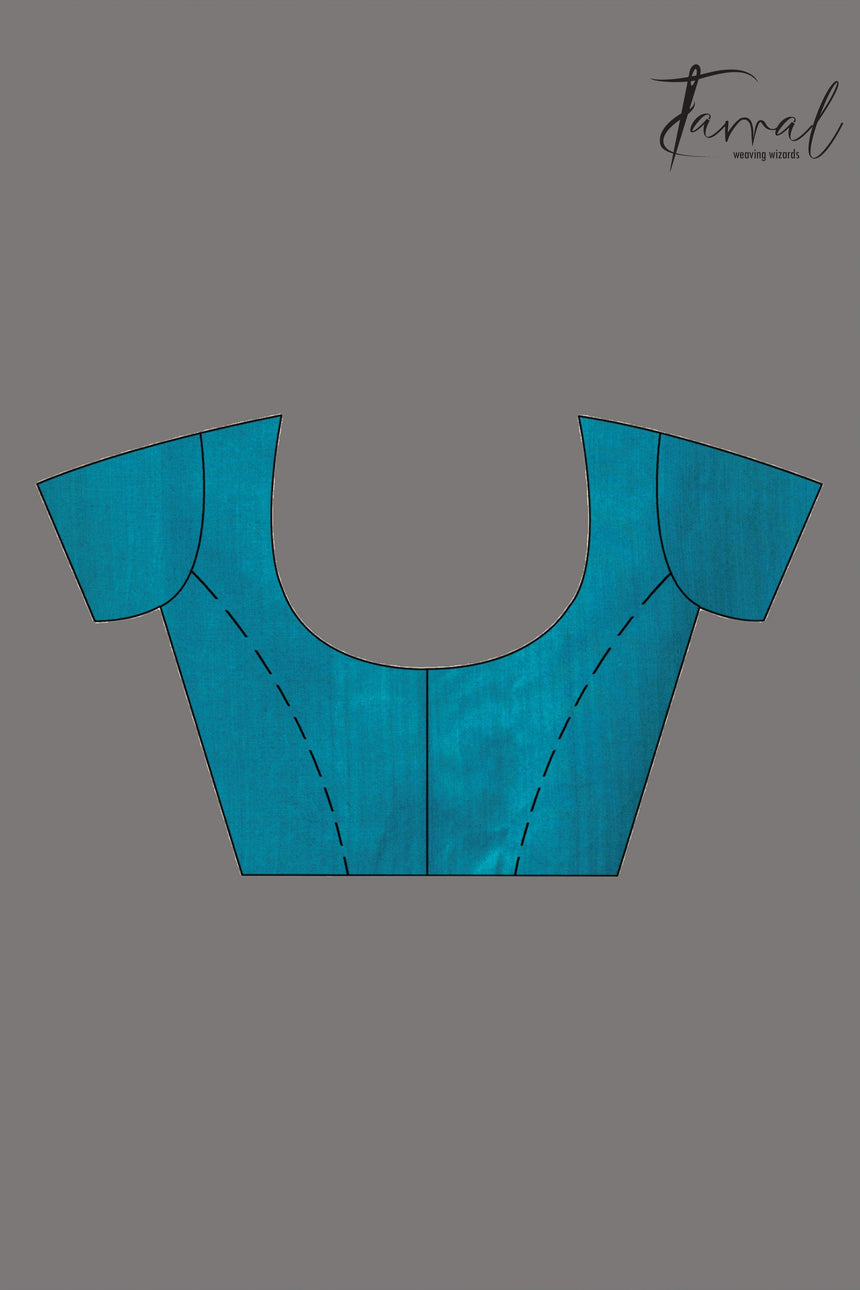 Midnight Blue Matka Silk Handwoven Jamdani Saree blouse