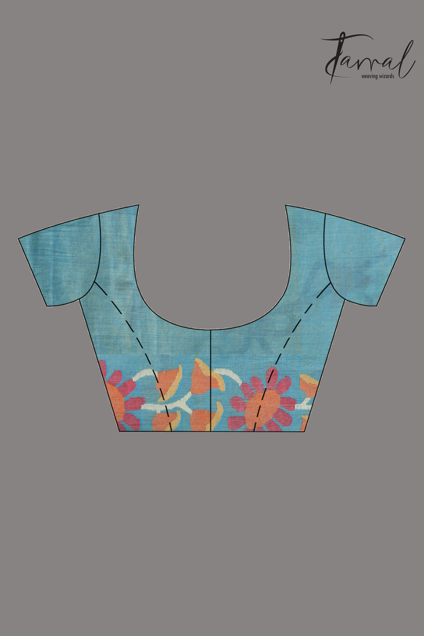 Moss green allover floral handwoven pure cotton jamdani saree