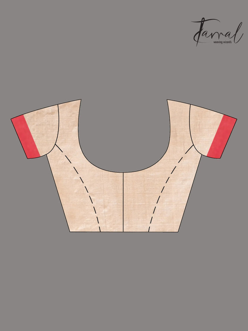 Muga with red dhakai in tusser silk handwoven jamdani saree