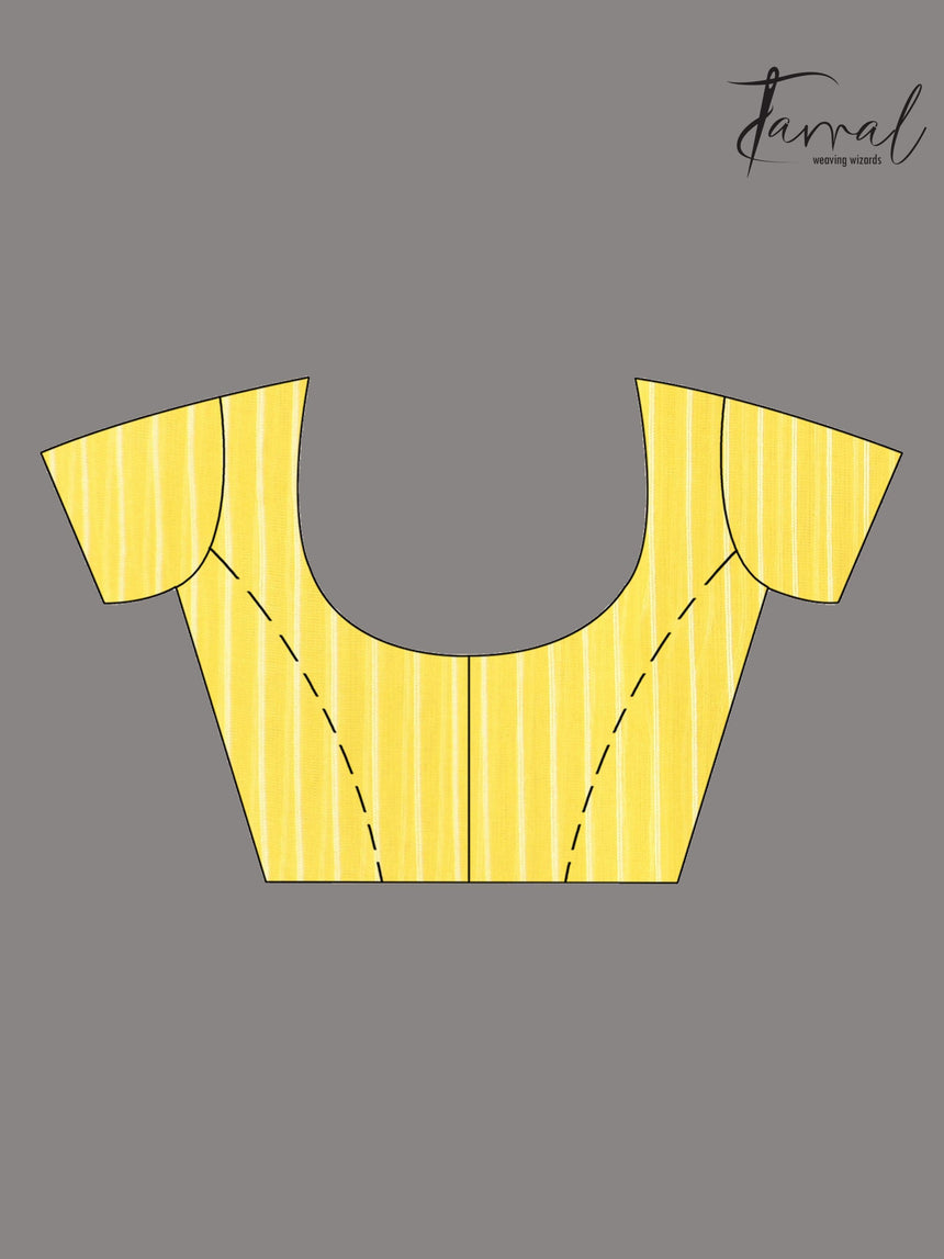 Muslin silk handwoven needlework Jamdani bright yellow saree blouse