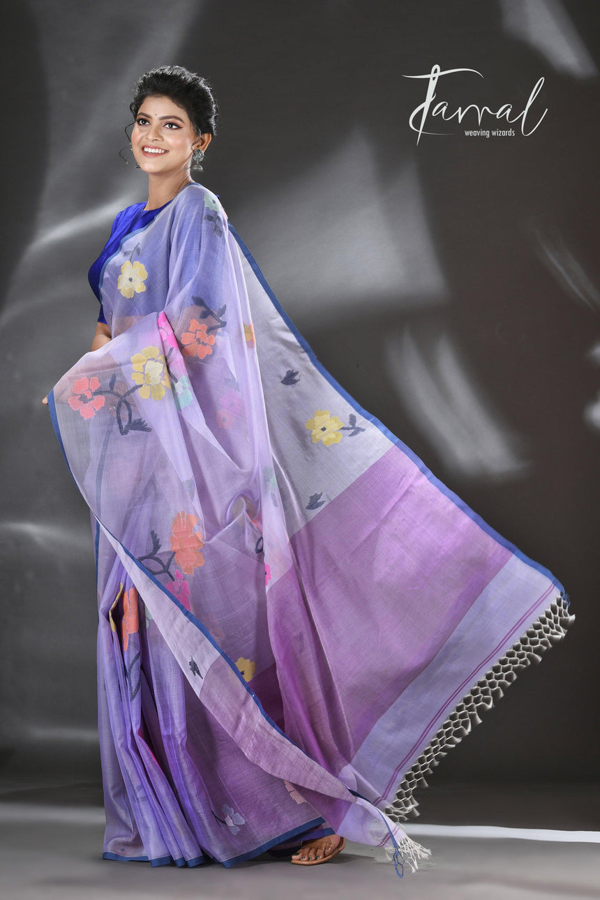 Neelambari Pushpa muslin silk handwoven jamdani saree right