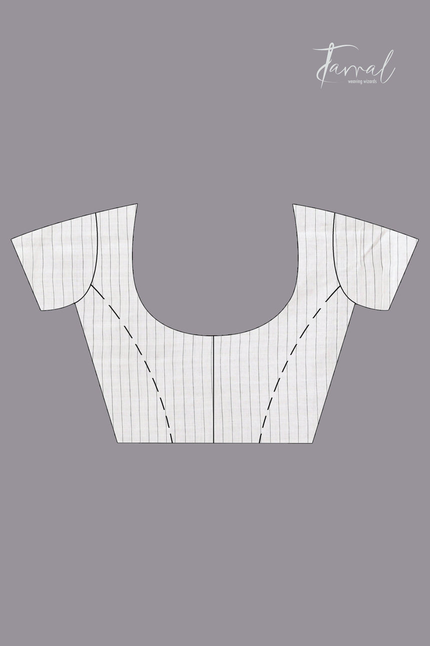 Offwhite with black border pure tusser cotton handwoven jamdani saree - Tamal Boutique