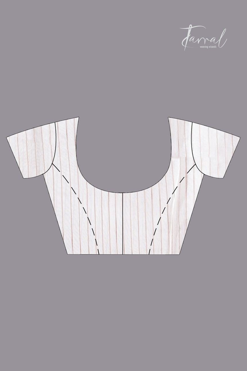 Offwhite with zari border silk linen handwoven jamdani saree - Tamal Boutique