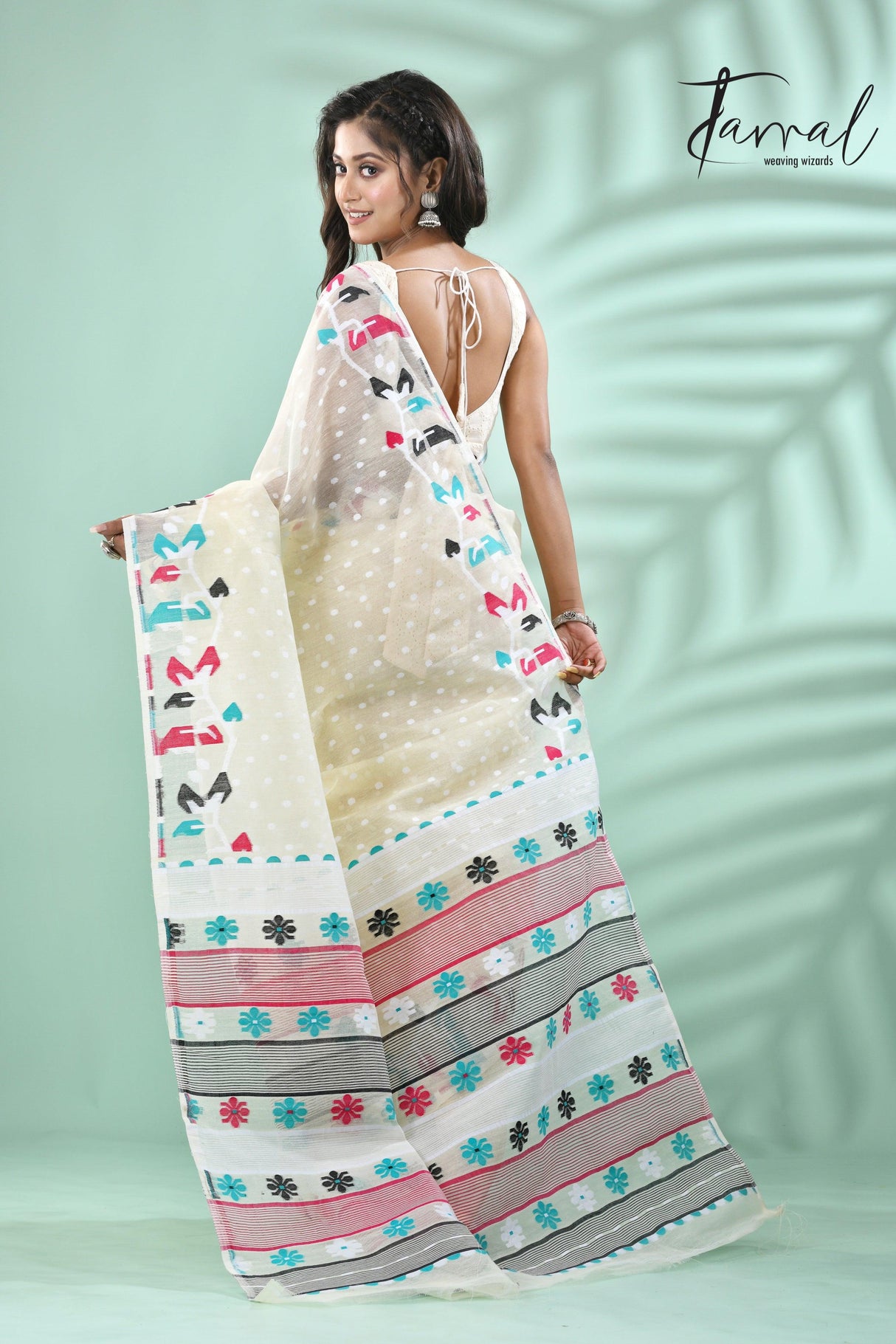 jamdani saree, jamdani, handloom, handwoven, saree, silk, dhakai, weaving, kolkatasaree, tamalboutique