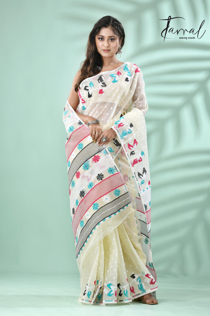 jamdani saree, jamdani, handloom, handwoven, saree, silk, dhakai, weaving, kolkatasaree, tamalboutique